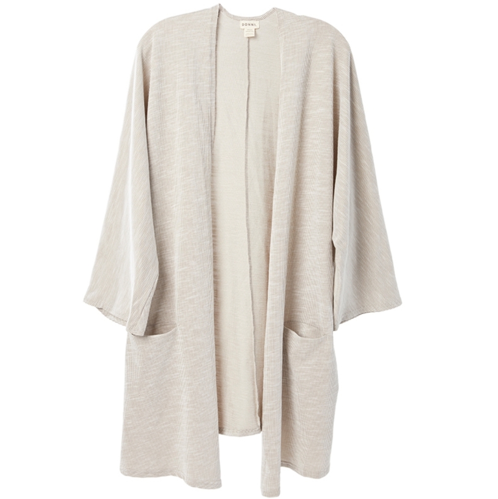 Donni Ribbed Sweater Coat Beige NWT